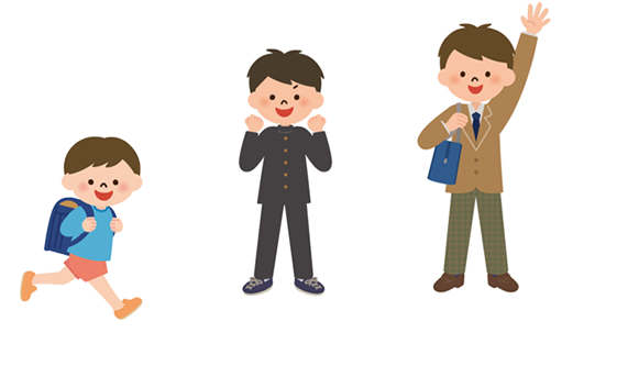 小学生~中学生~高校生への成長イメージ図(ホップステップジャンプ)